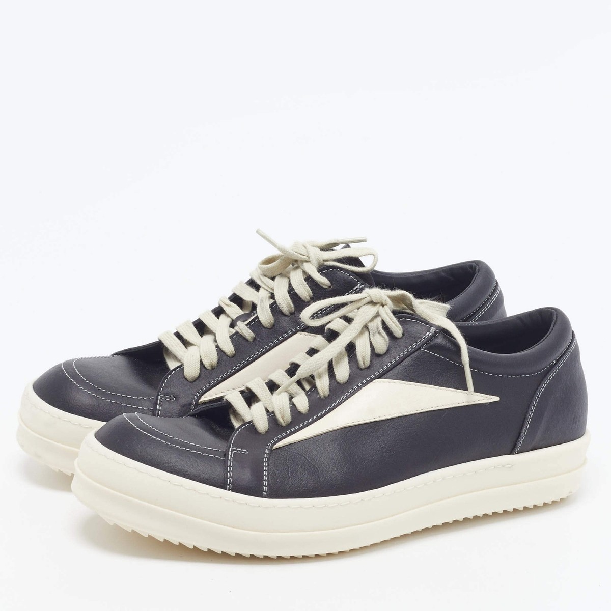 極美品 Rick owens vintage sneaker 42 Rick Owens Size 42 BlackCream Leather Vintage Low Top Sneakers | eBay