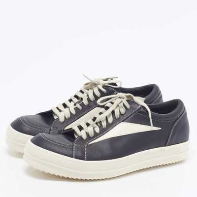 Rick Owens Size 42 BlackCream Leather Vintage Low Top Sneakers | eBay