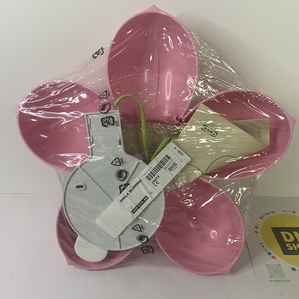 IKEA SMILA BLOMMA 14" Pink Flower NIGHT WALL LIGHT LAMP Girls Bedroom