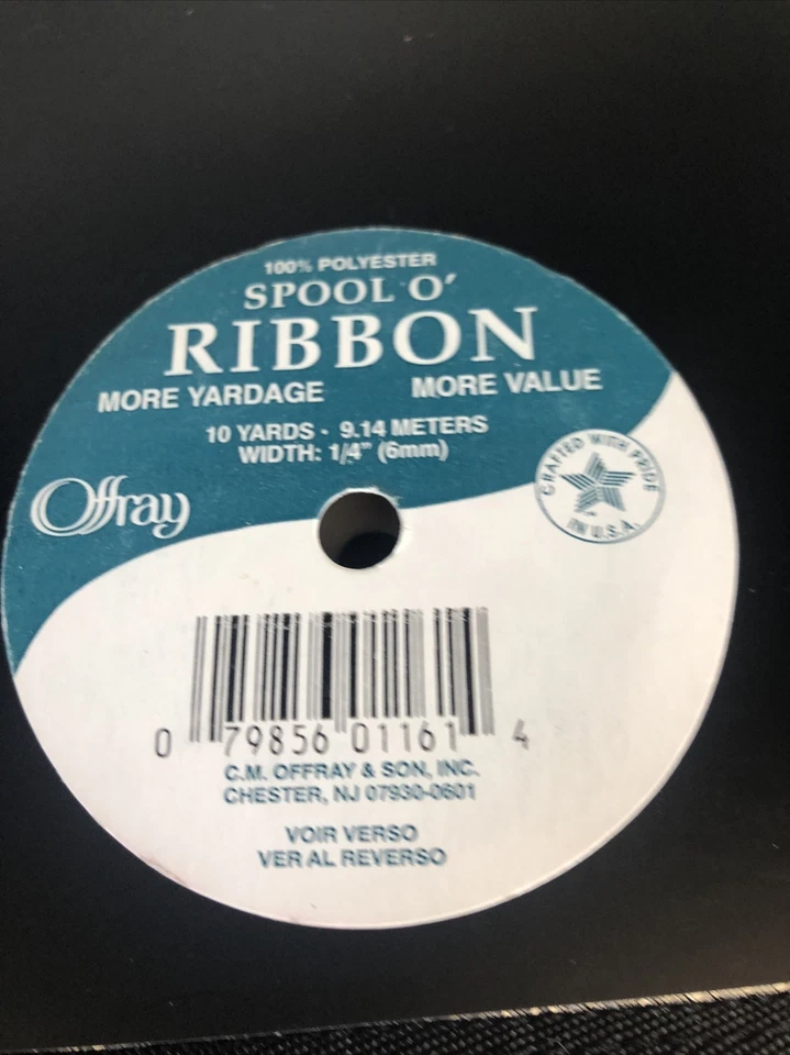 Offray Spool O’ Ribbon aqua and teal lot of 3 Polyester Satin see Description - Image 4 of 4