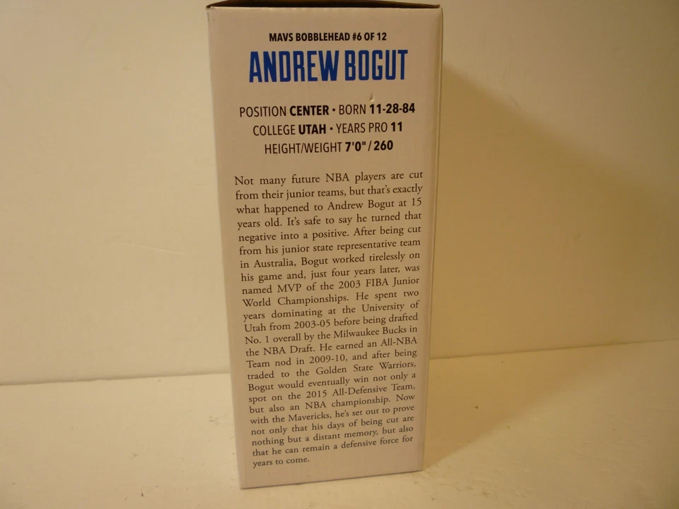 Andrew Bogut Dallas Mavericks 2016-2017 SGA Bobblehead NBA Foto 4 de 4