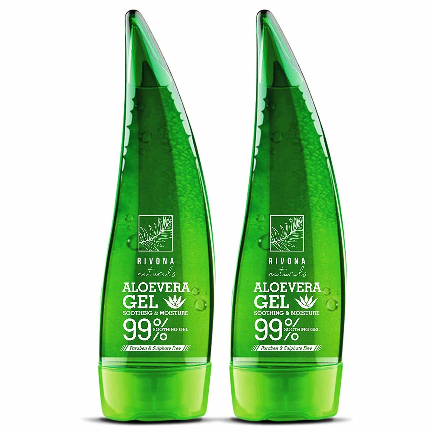 Paquete combinado de gel y cabello calmante de aloe vera orgánico y 99% puro Rivona Naturals