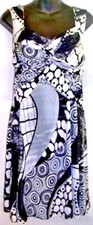 BALI WOMEN'S SLEEVELESS BLACK/WHITE A-LINE PRINT DRESS SIZE SM 4, L 14, XXL 18