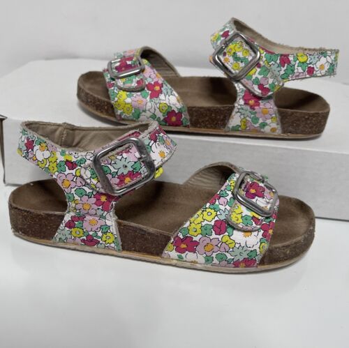 MINI BODEN Leather Buckle Sandals Multicolor Flowers Girls Size 30 US 12 - Picture 1 of 9