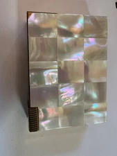 Volupte Mother Of Pearl Powder Compact Lipstick Cigarette Pill Case Swing lock