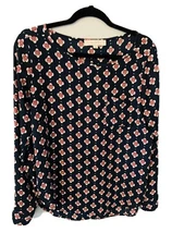 Loft Navy Print Blouse Size S