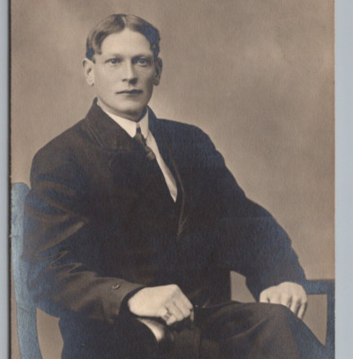 Dapper Man Sitting in Chair Pinky Ring RPPC Real Photo Postcard