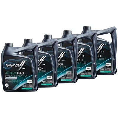 Motoröl WOLF OFFICIALTECH C3 SP EXTRA 65648 SAE 5W30 5 X 5 Liter für Audi BMW