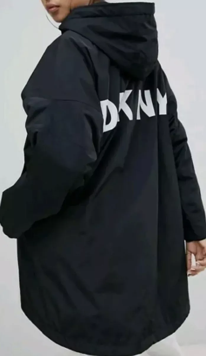 Dkny reversible logo hooded best sale jacket