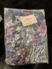 LuLaRoe Size 3XL Roxanne Blue Floral Paisley Sleeveless Snap Front Shirt