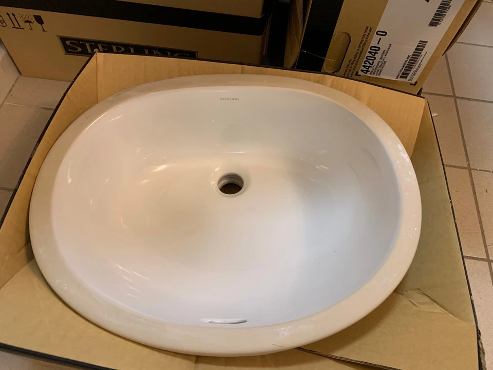 STERLING 17 дюймов 442040-0 Wescott овальная раковина для ванной с нижним креплением белая, новая в коробке - Изображение 2 из 4