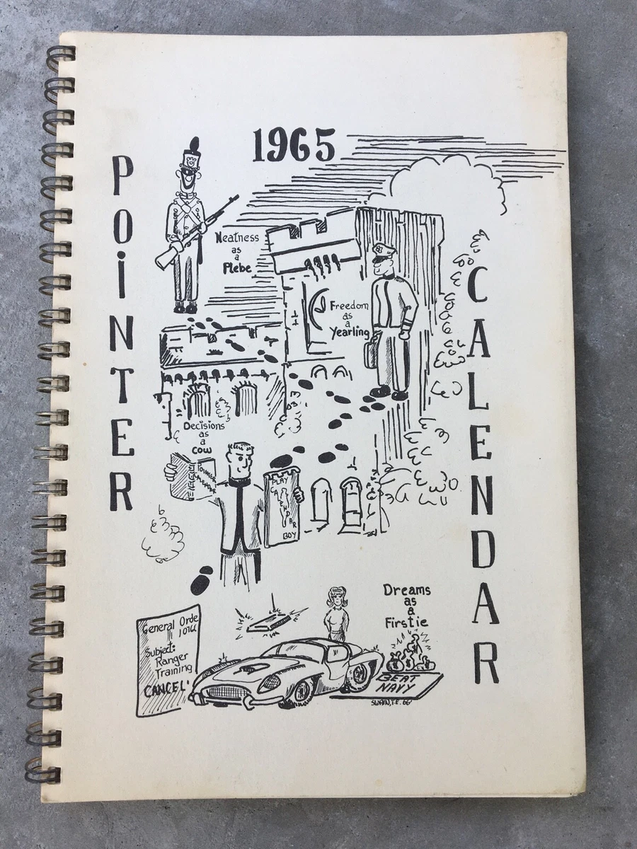 vtg-1965-west-point-military-academy-spiral-pointer-calendar-daily-planner-ebay