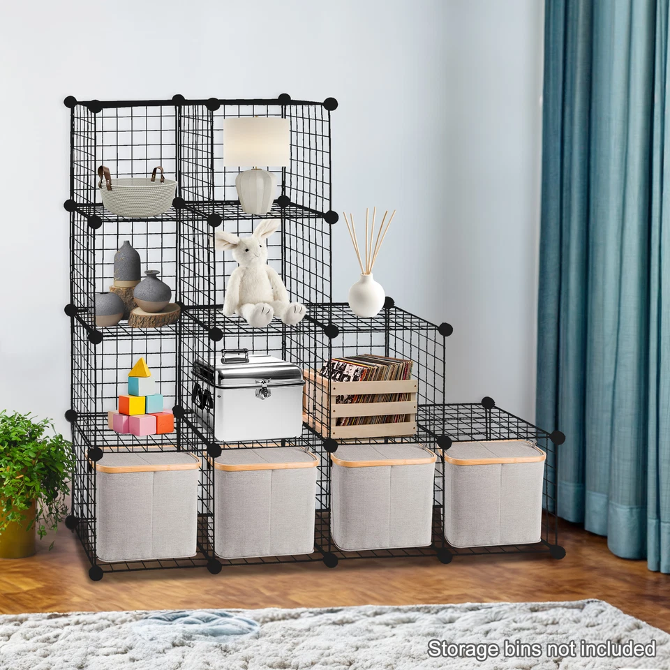 2PCS Wire Cube Storage 12-Cube Storage Organizer Metal Modular Bookshelf Shelf  - Image 3 of 4