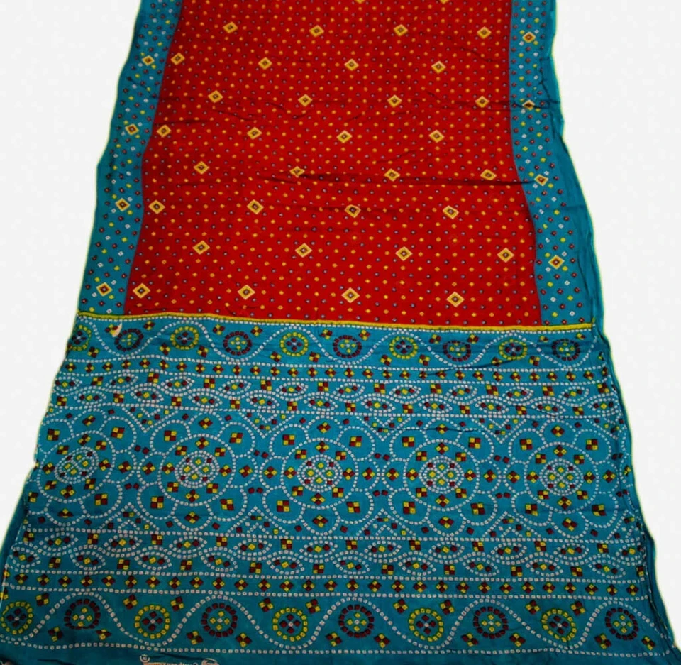 Envoltura de sari indio vintage de algodón puro pareo estampado sari textil étnico PCS6063 Foto 3 de 4