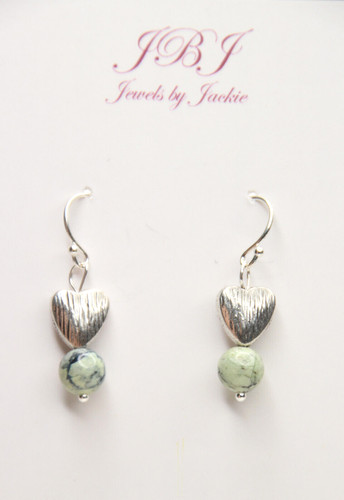 Variscite Green 6mm Ball Natural Gemstone .925 Sterling Silver Earrings 1"