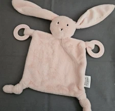 Bella Tunno Lovey Pink Bunny Teething Toy Rattle 2 Silicone Rings Super Soft