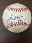 LOGAN MORRISON Signed GAME USED MLB BASEBALL Twins Marlins NEW YORK YANKEES AUTO
