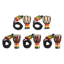 5 Pcs Instrument Djembe Drum Pendant African Drum Wooden Necklace and7139