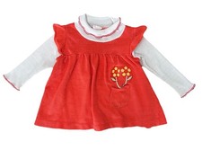 Vintage 1970s Carters Baby Girl Dress Orange White Polka Dot Turtle Neck Flower