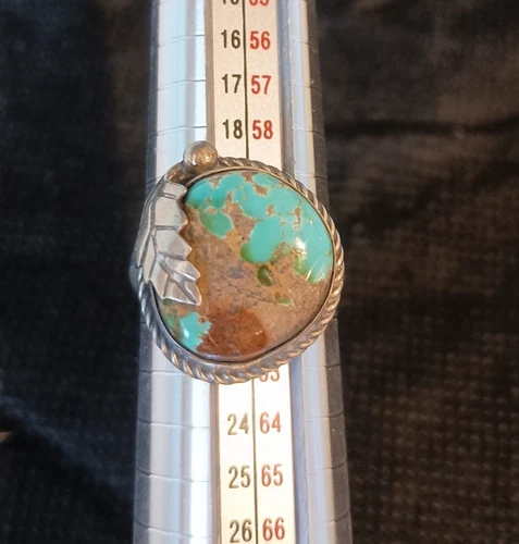 Vintage Navajo Silver Turquoise Ring Size 9.5 Unmarked