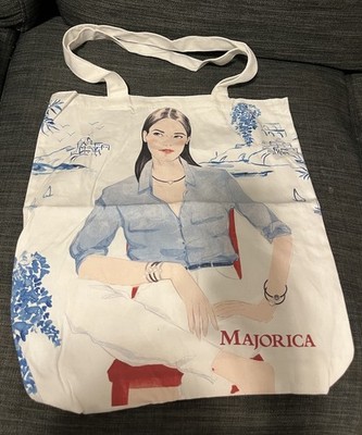 Majorica Illustrated Canvas Foldable Reusable Shopping Bag Modern Style Large