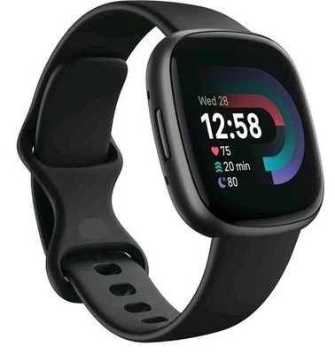 Fitbit Versa 4 Fitness Smartwatch - Black - One Size - Open box