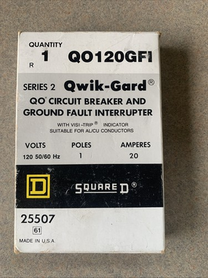 #ad Square D QO120GFI 20A 1 Pole GFCI Breaker Qwik Gard 120V NOS USA $39.99
