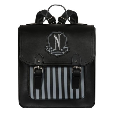 Gothic Black Faux Leather Backpack for School, Travel, Daily Use, Stylish Design