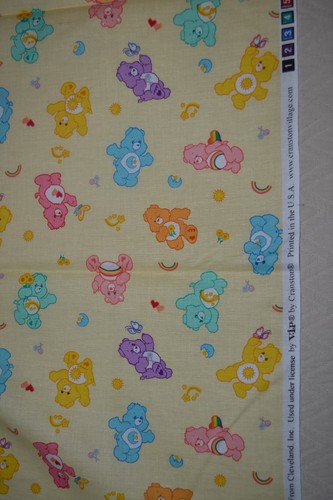 Cotton fabric, pale yellow Care Bears print, 44" x 32" - Picture 7 of 7