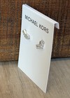 NEW ~ Michael Kors Pave Crystal Stud Signature Silver Plated Earrings NWT — photo 2