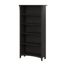 Bush Furniture Salinas 5 Shelf Bookcase In Vintage Black, Tall Bookshelf, Lar...