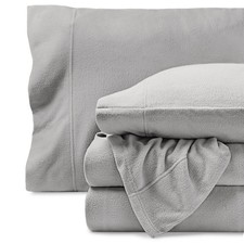 Light Grey Split Head Flex King 4 Piece Sheet Set Soft Plush Comfortable