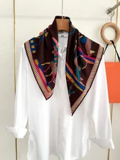 70% Cashmere 30% Silk 2 Face Solid color horse Print Scarf Shawl Wrap 65X65cm 