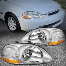 For 96-98 Honda Civic Ejemek Chrome Housing Headlight Amber Corner Lamps Pair For 96-98 Honda Civic Ejemek Chrome Housing Headlight Amber Corner Lamps Pair