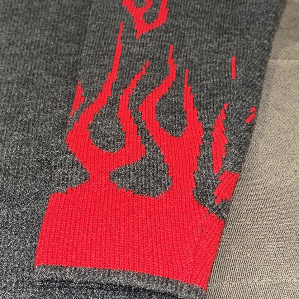 Мужской пуловер Lost Enterprises XL с рукавами-пламенями СЕРЫЙ свитер фигуристский винтажный Y2K - Изображение 3 из 4