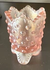 Fenton pink opalescent hobnail toothpick holder