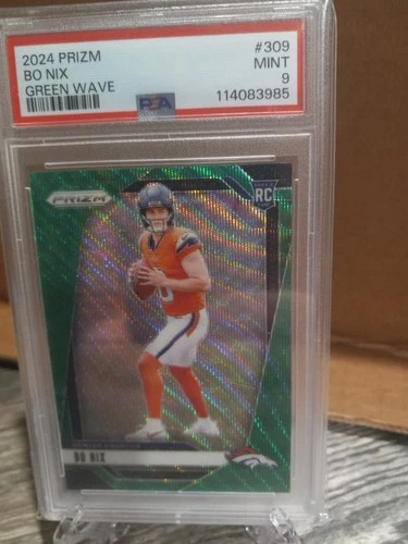 2024 Panini Prizm Bo Nix #309 Green Wave Prizm Rookie Rc PSA 9