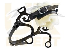 Uk Expert Equestrian Bitless Bridle Black & Brown Leather Hackamores with Fur