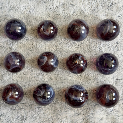Multicolor Glass Swirl Shooter Marble Lot Of 12 #11 Damaged Brown Blue Purple