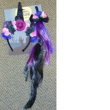 Unicorn Purple Headband Horn  Tail Instant Kit Halloween Costume Accessory
