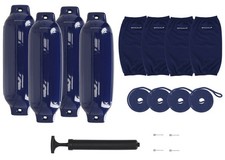 Rockville FEN485-NAVY BLUE 4 8.5" Boat Fenders 4 Covers, 4 Lines Package
