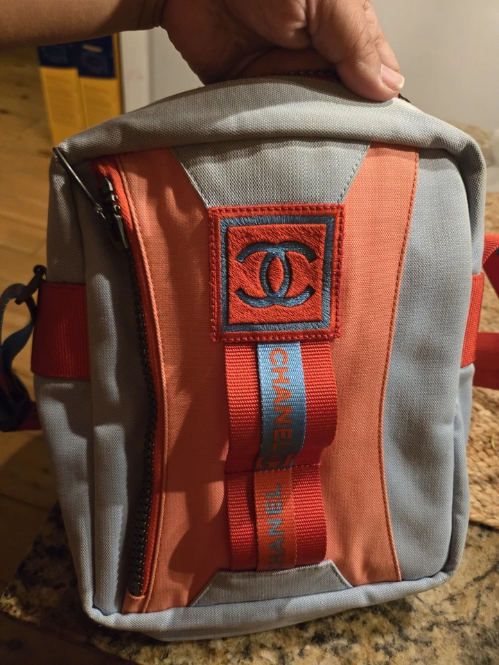 Vintage Chanel Sport Crossbody Canvas Bag - blue, red, orange - Image 4 of 4