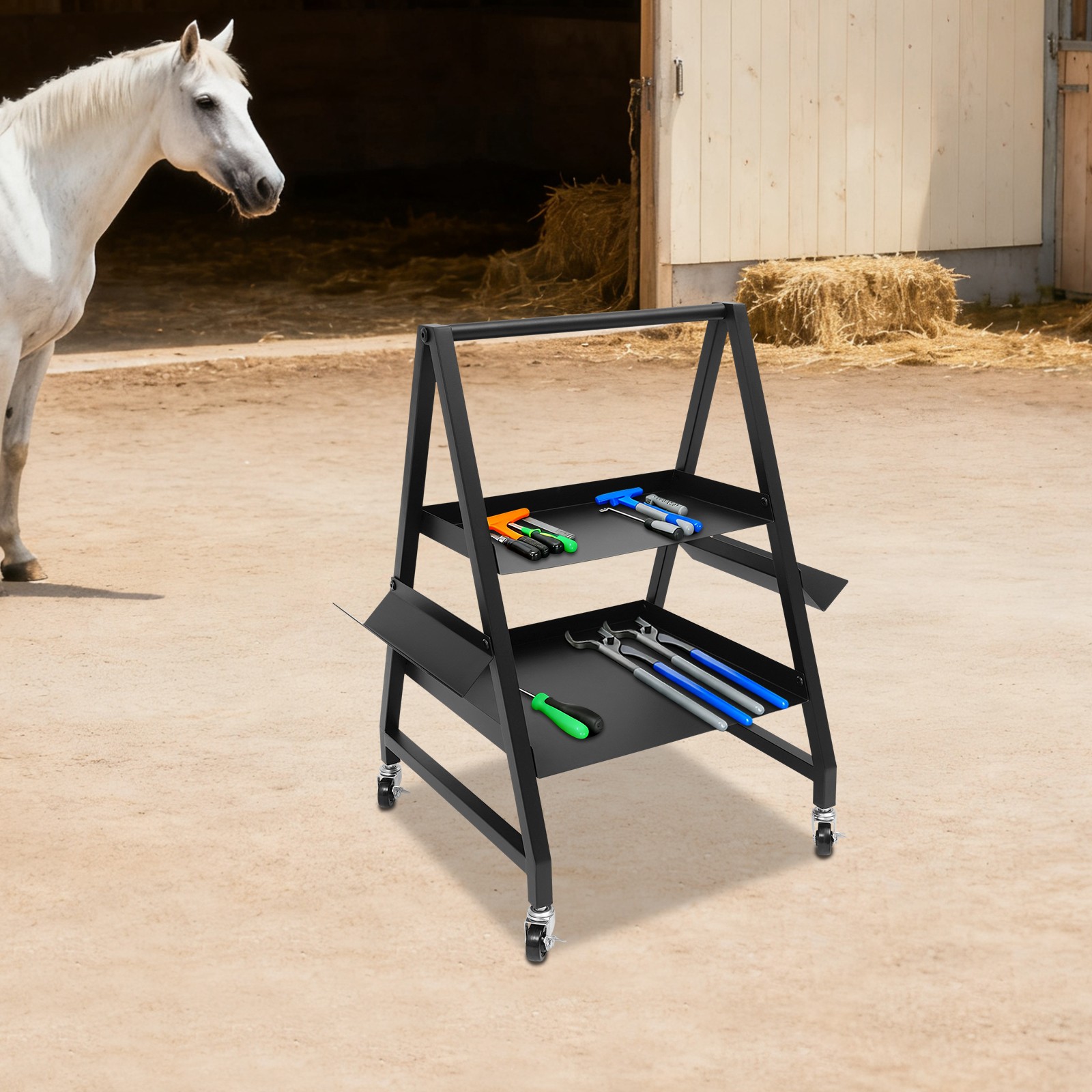 2 Tier Rolling Tool Cart 40 LBS Capacity Service Cart for Warehouse Portable