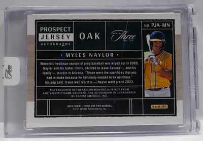 2024 PANINI 3 AND 2 MYLES NAYLOR ROOKIE PATCH JERSEY AUTO /49 