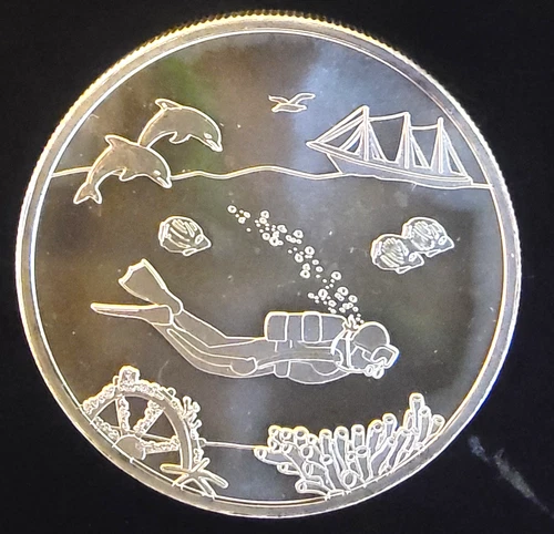 HW Mint Scuba Diver Ocean Seabed Galaxy Bullion Vtg-0.999 Silver 1 Oz Art Coin