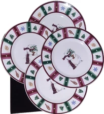 Christmas SNOW BEAR Pfaltzgraff Set of 4 Salad plates 8 3/8" 