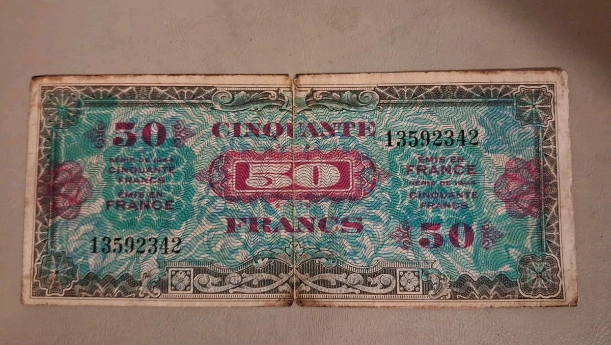 Circulated 1944 Year Military Currency French Paper Money for sale