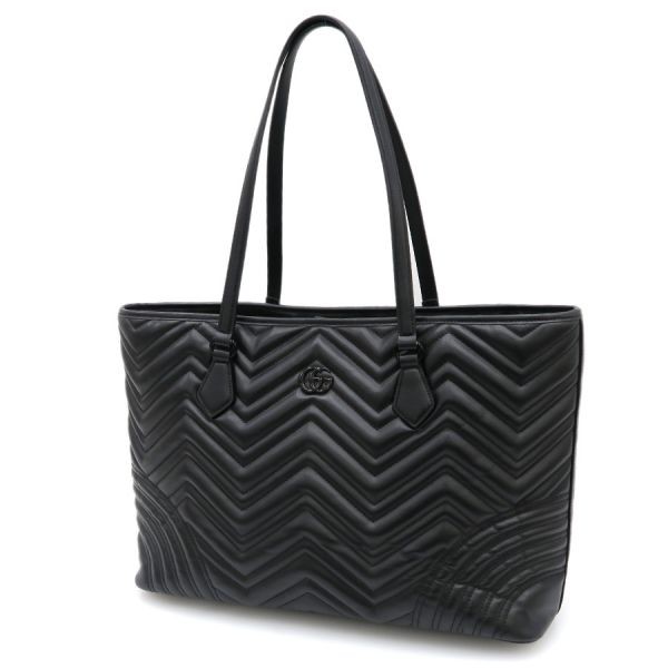 Gucci GG Marmont Quilted Large Tote Shoulder Bag Leather Black 739684