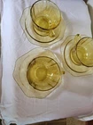 Set Of 3 Federal Glass Depression Yellow Amber Cup And Saucer Sets