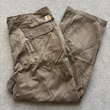 Carhartt Relaxed Fit Cargo Pants Khaki Men's Size 42x30 Cotton Work Utility EUC